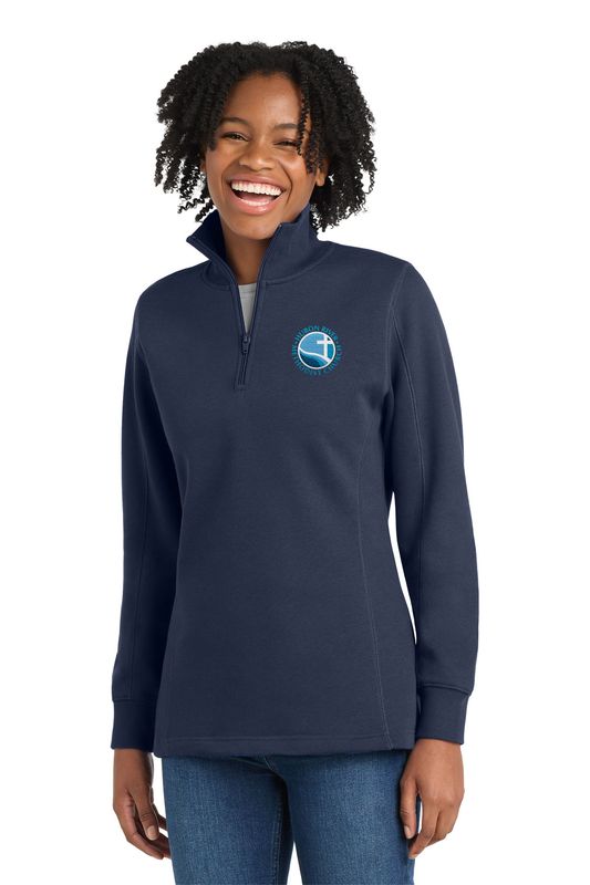 Ladies' 1/4 Zip Sweatshirt- Grey, Navy