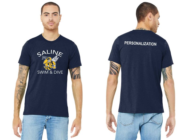 Adult Triblend Soft Short Sleeve Tee Shirt- Solid Navy, Athletic Grey, Solid White