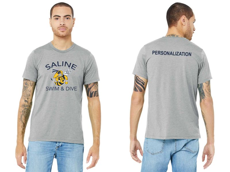 Adult Triblend Soft Short Sleeve Tee Shirt- Solid Navy, Athletic Grey, Solid White FULL FRONT