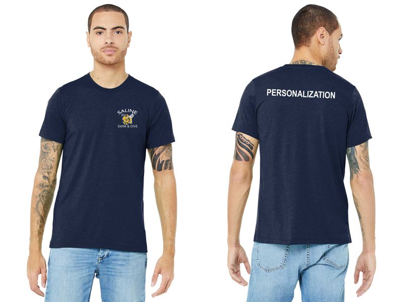 Adult Triblend Soft Short Sleeve Tee Shirt (Left Chest)- Solid Navy, Athletic Grey, Solid White