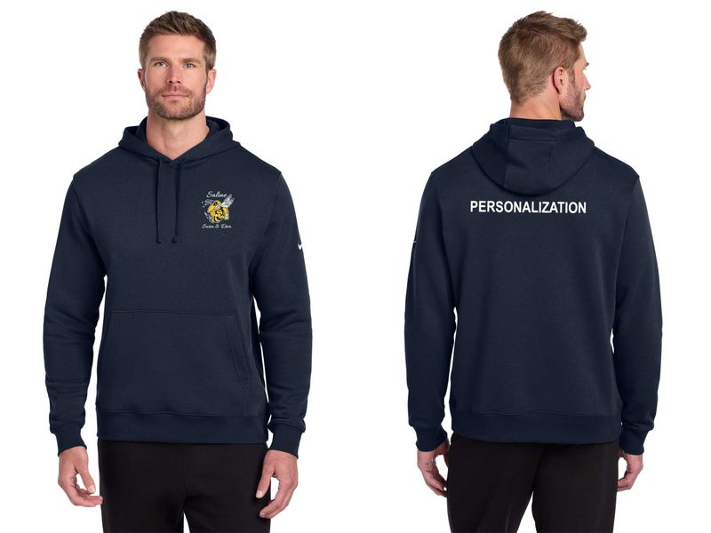 Adult Nike Club Fleece Pullover Hoodie (Embroidered)- Navy, Dark Grey Heather, White SCRIPT LOGO