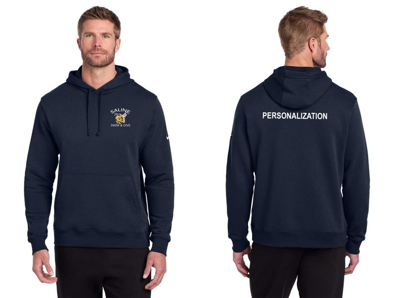 Adult Nike Club Fleece Pullover Hoodie (Embroidered)- Navy, Dark Grey Heather, White ARCHED LOGO