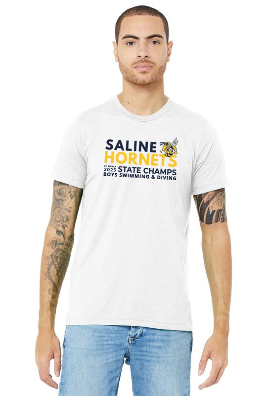 STATE CHAMPS Adult Triblend Soft Short Sleeve Tee Shirt- Solid White