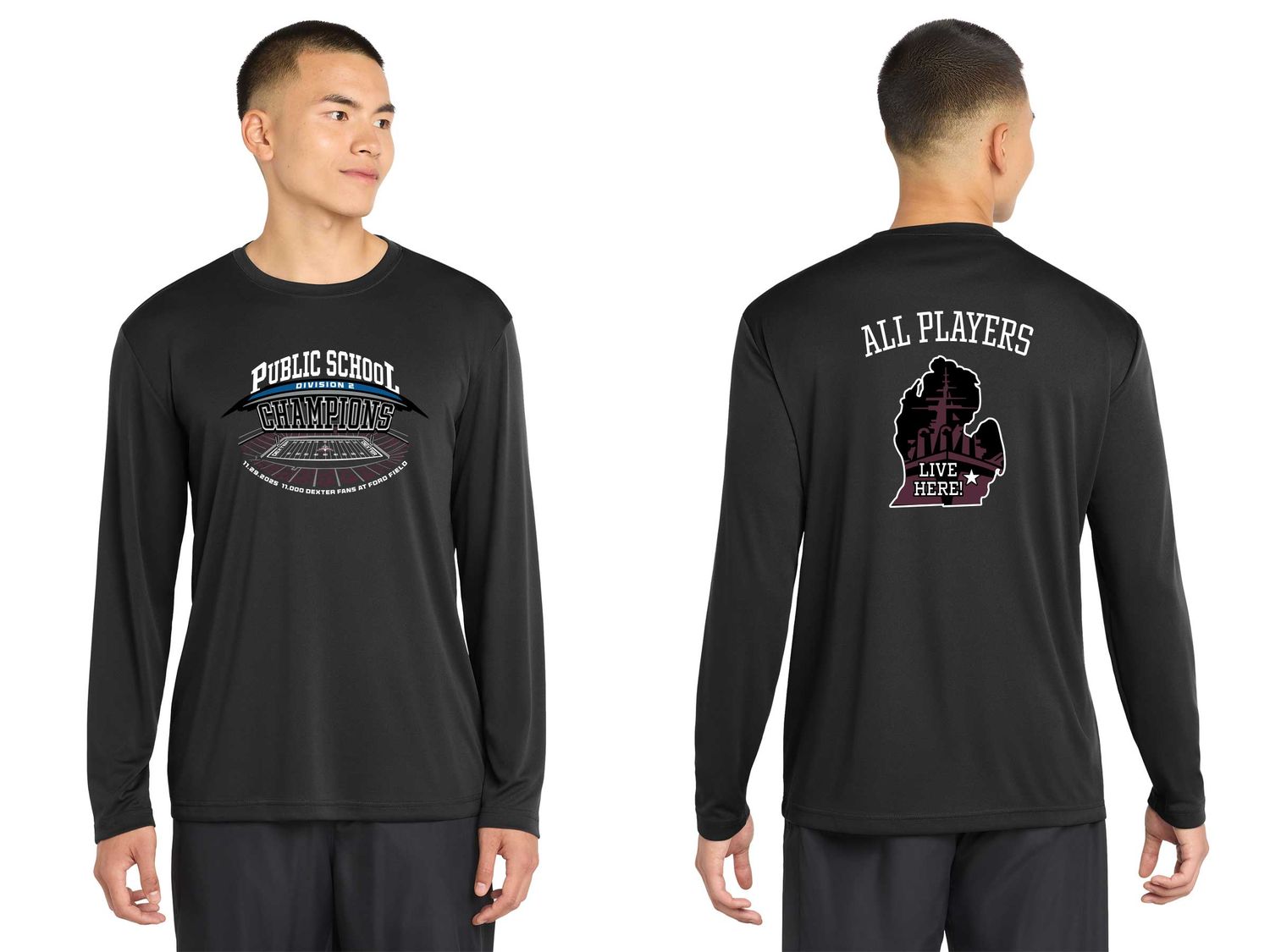 Adult Long Sleeve Performance T-Shirt- Black Adult Long Sleeve Performance T-Shirt- Black