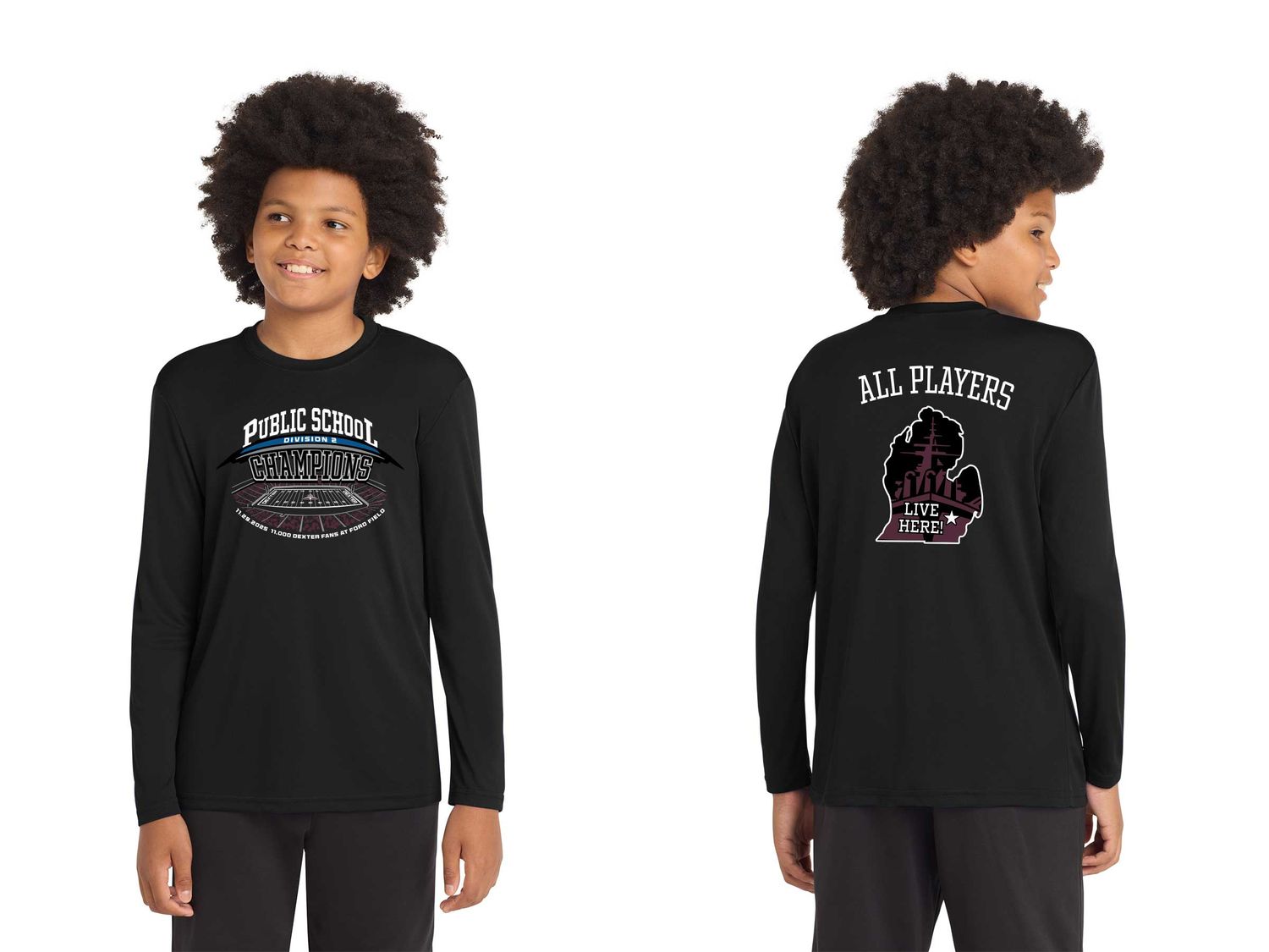 Youth Long Sleeve Performance Tee- Black Youth Long Sleeve Performance Tee- Black