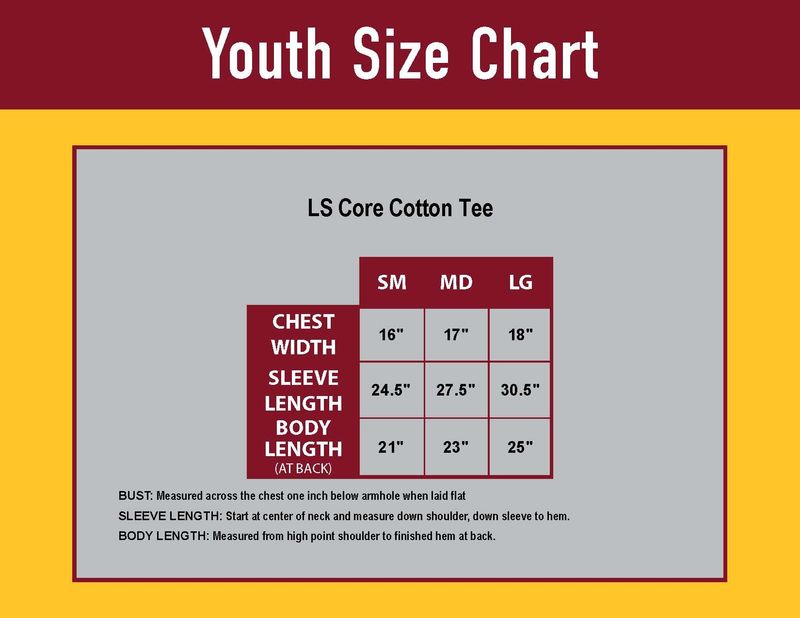 Youth Long Sleeve Core Cotton Tee-Navy, Grey, White