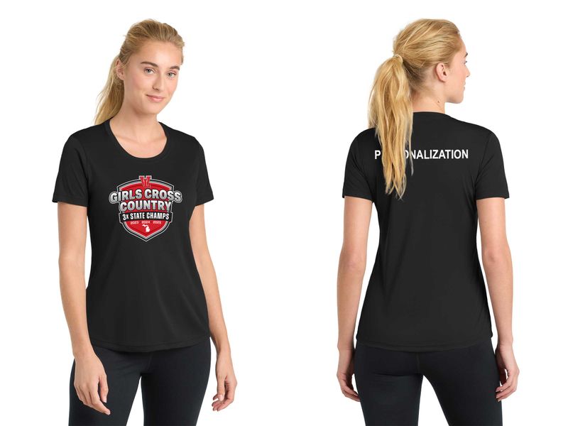 Ladies Short Sleeve Performance Tee- Black, Concrete Grey Heather, White