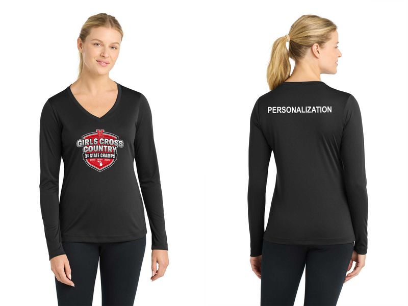 Ladies Long Sleeve Performance Tee- Black, Concrete Grey Heather, White