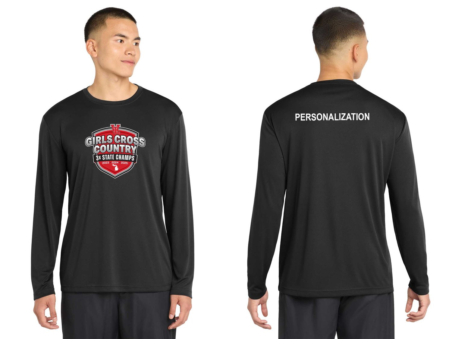 Adult Long Sleeve Performance T- Black, Concrete Grey Heather, White