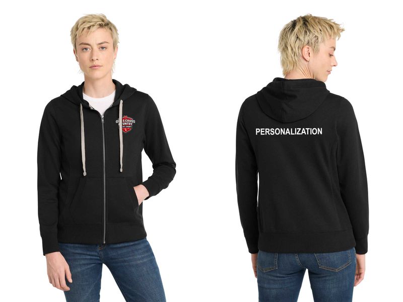 District Women's Re-Fleece Full-Zip Hoodie-Black, Light Grey