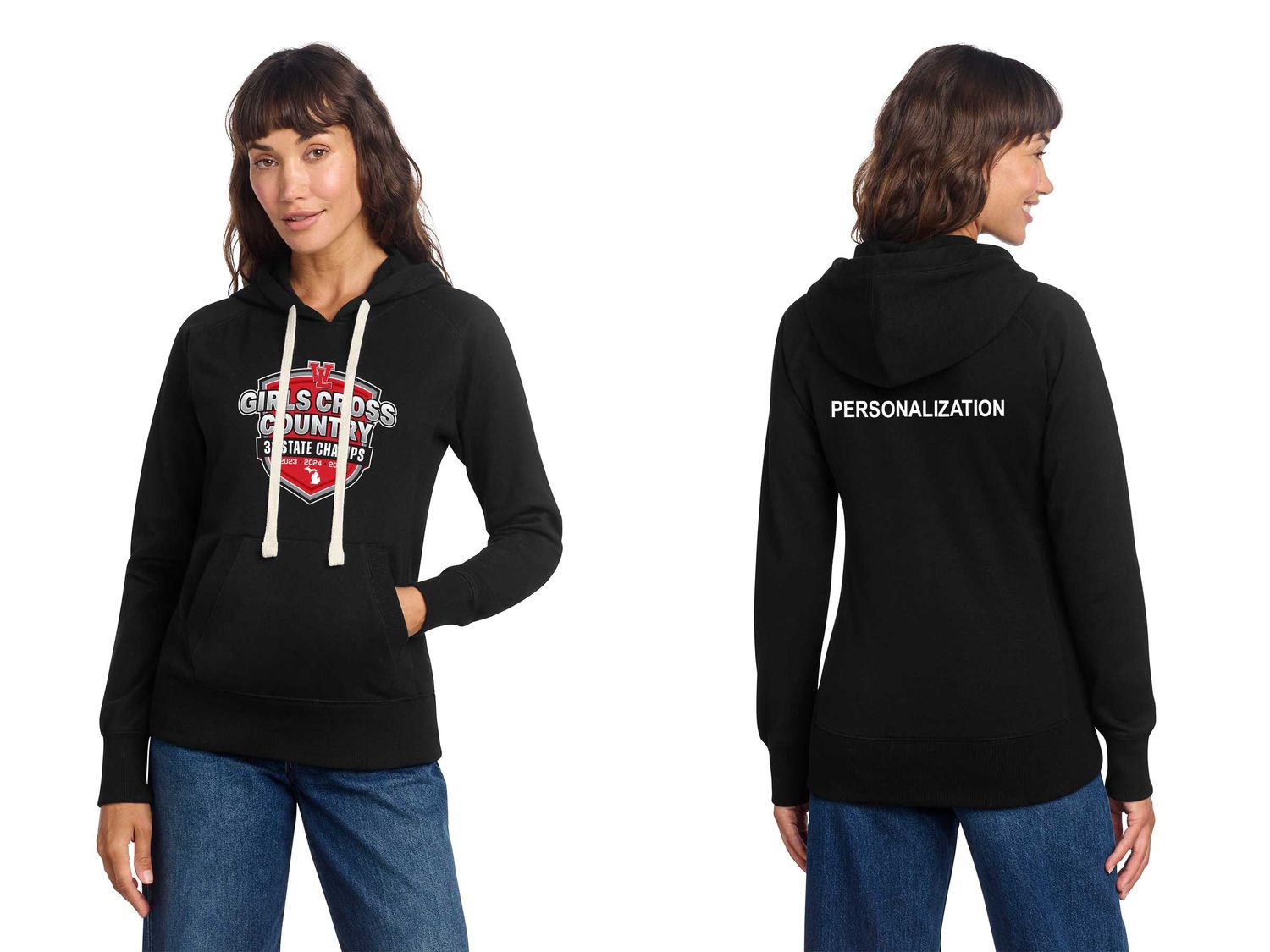 Women's Re-Fleece Hoodie- Black, Light Grey