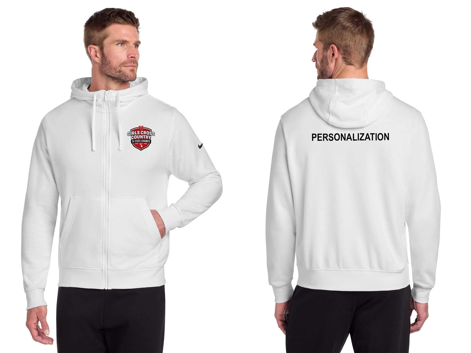 Nike Club Fleece Full Zip Hoodie- Grey Heather, Black, White