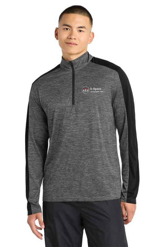 Sport-Tek PosiCharge Electric Heather Colorblock 1/4-Zip Pullover- Black/Electric Black and Grey/Black