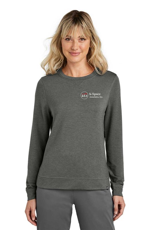 TravisMathew Women's Long Weekend Crew- Dark Grey Heather, Light Grey Heather