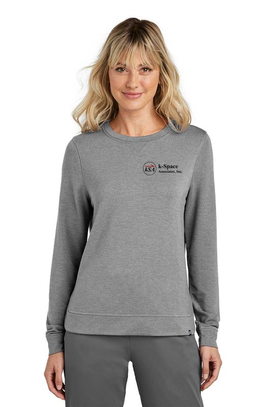 TravisMathew Women's Long Weekend Crew- Dark Grey Heather, Light Grey Heather