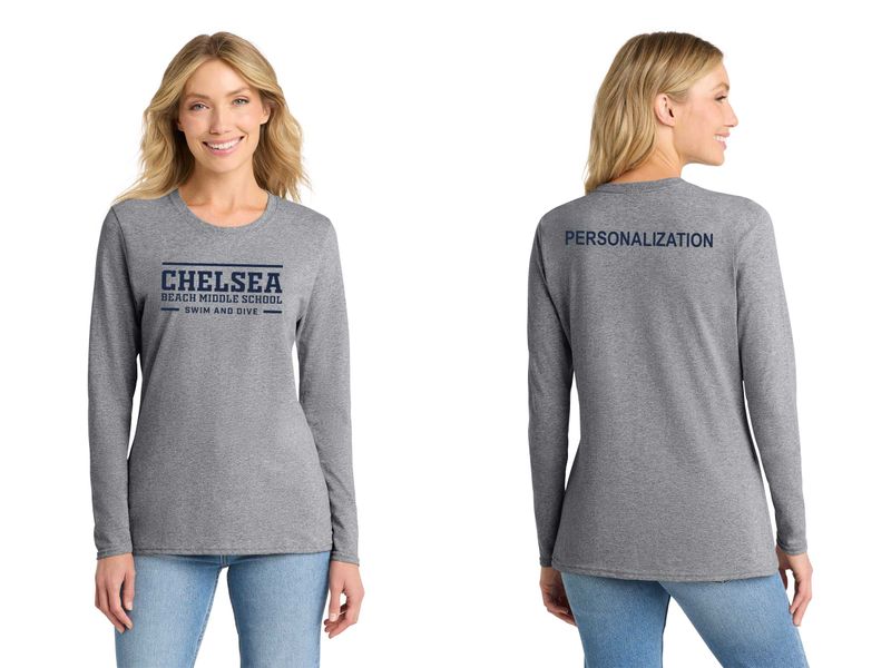 Ladies Long Sleeve Core Cotton Tee - Navy, Grey, White