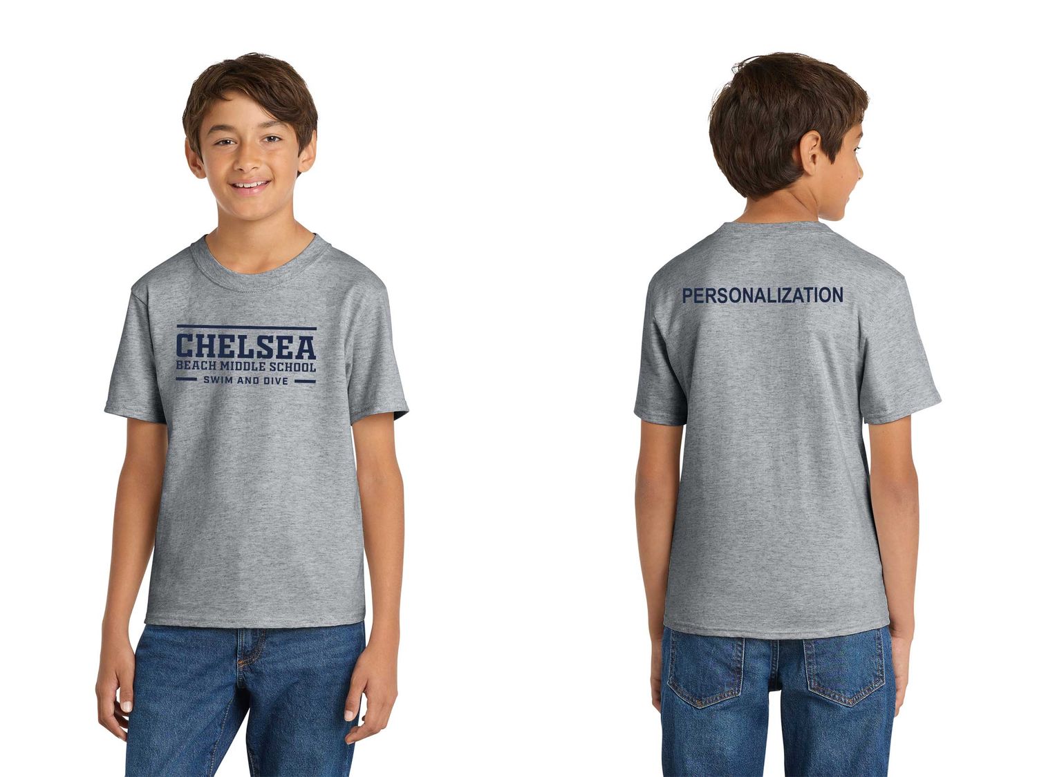 Youth Core Cotton Tee- Navy, Grey, White