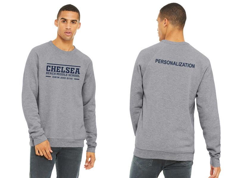 Unisex Sponge Fleece Crewneck Sweatshirt - Navy, White, Athletic Heather
