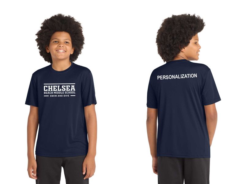 Youth Short Sleeve Performance Tee -Navy, Silver, White