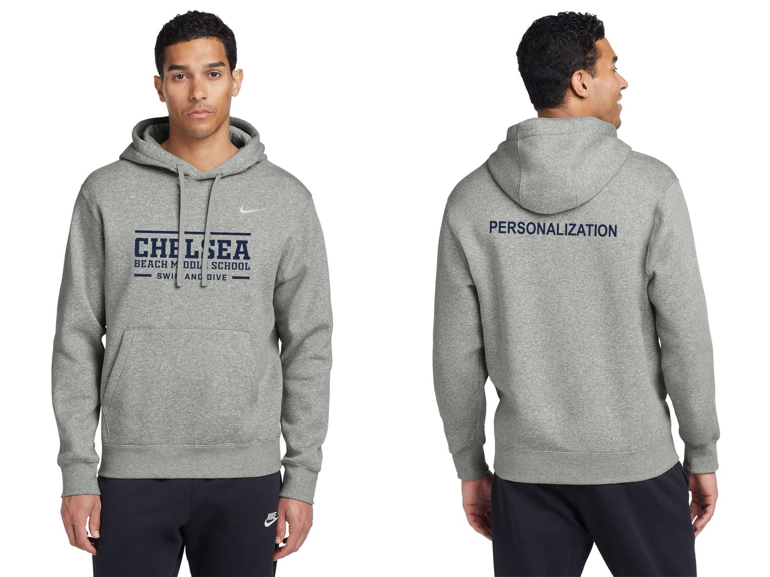 Nike Club Fleece -Navy, White, Dark Grey Heather