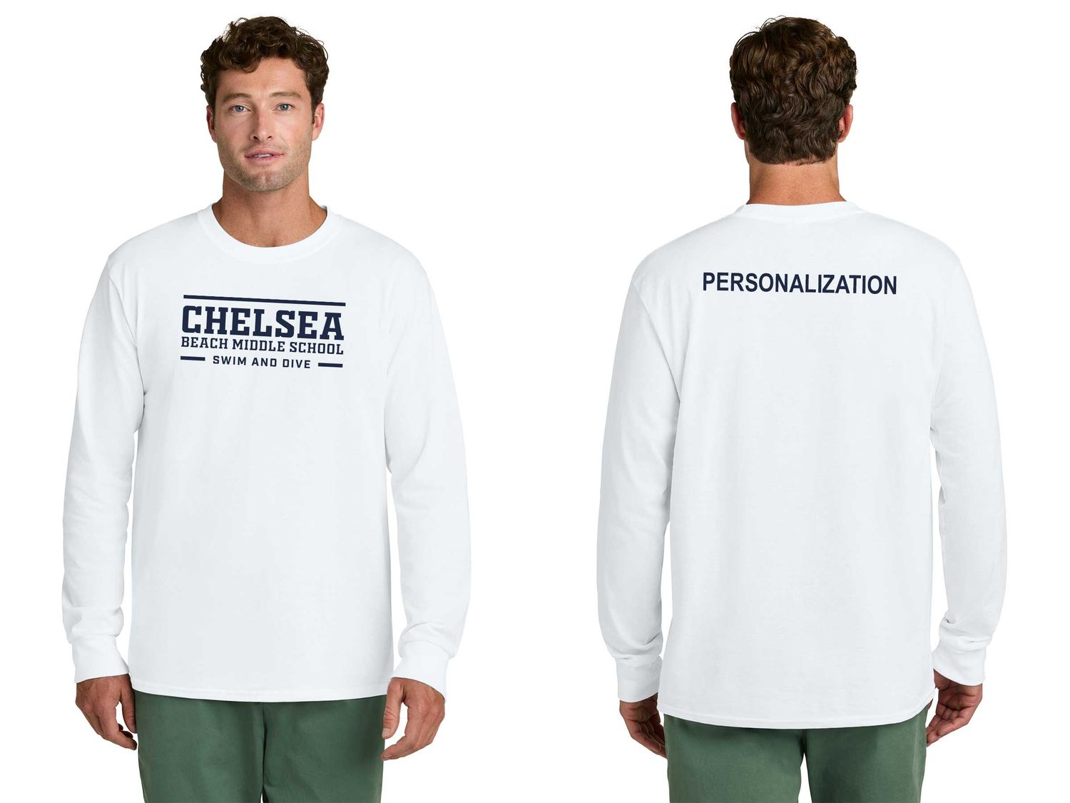 Unisex Long Sleeve Core Cotton Tee -Navy, Grey, White