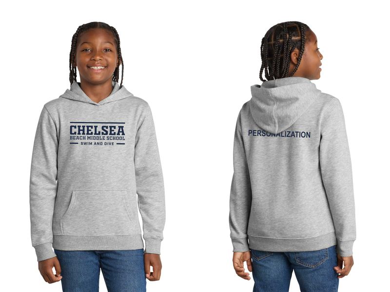 Youth District Fleece Hoodie-Navy, Light Grey Heather
