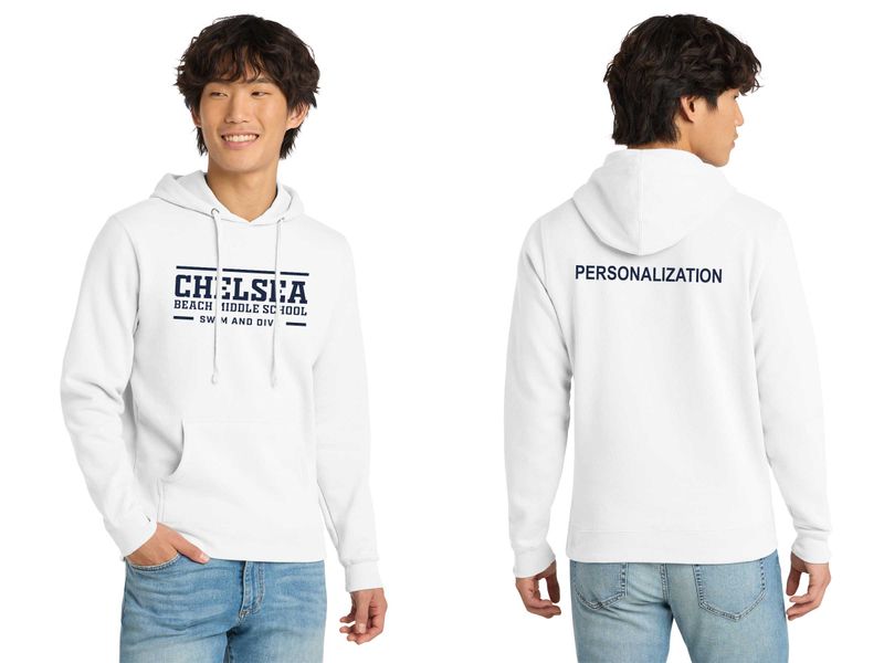 Unisex District Fleece Hoodie-Navy, Grey Frost, White