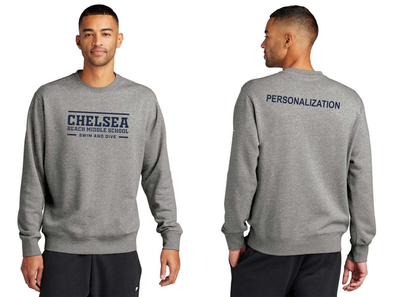 Nike Club Fleece Crew- Navy, White, Grey Heather