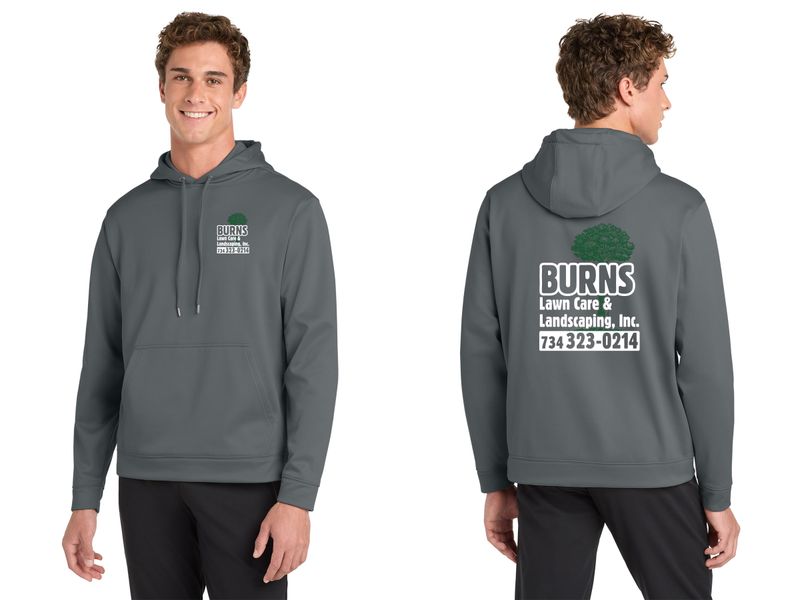 Adult Performance Hooded Sweatshirt (screen print)- Dark Smoke