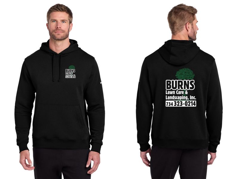 Adult Nike Club Fleece Pullover Hoodie (screen print)- Black, Gorge Green