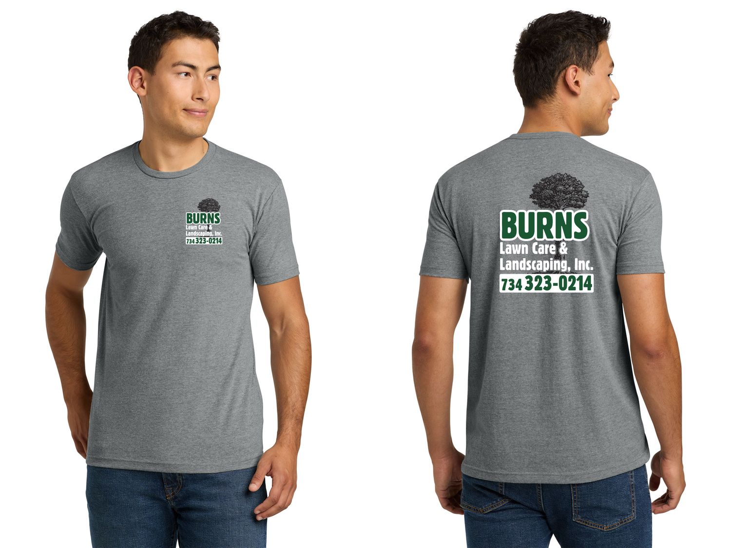 Unisex Next Level Short Sleeve Tee (screen print)- Forest Green, Dark Heather Grey