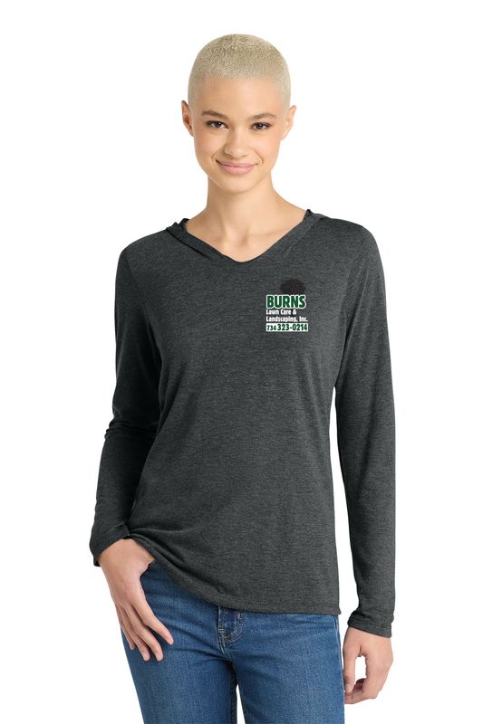 Women’s Perfect Tri Long Sleeve Hoodie (screen print)- Black, Charcoal