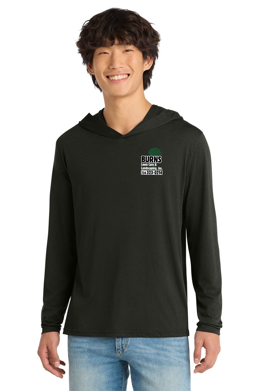 Adult Lightweight Long Sleeve Hoodie (screen print) - Grey Frost, Black Adult Lightweight Long Sleeve Hoodie (screen print) - Grey Frost, Black