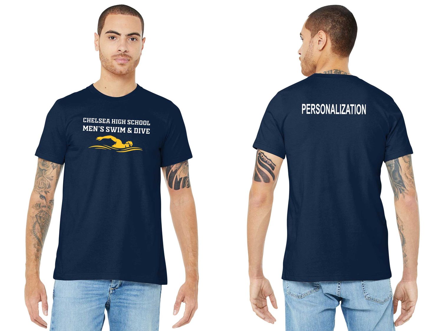 Adult Soft Cotton T-Shirt - Navy, Gold