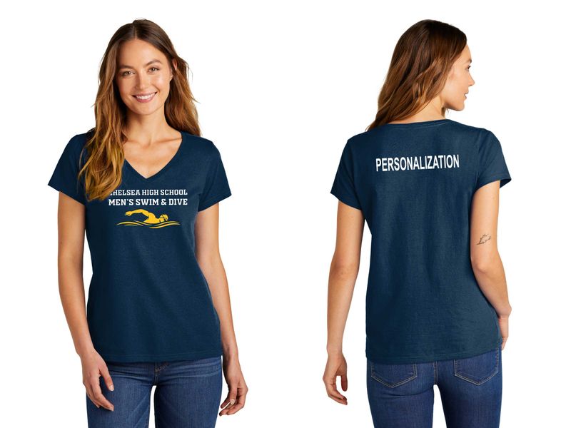 District Women's Concert Tee V Neck-Navy, Grey, White