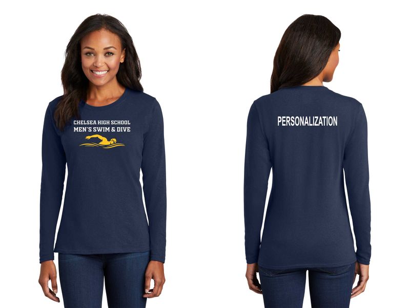 Ladies Long Sleeve Core Cotton Tee - Navy, Grey, White