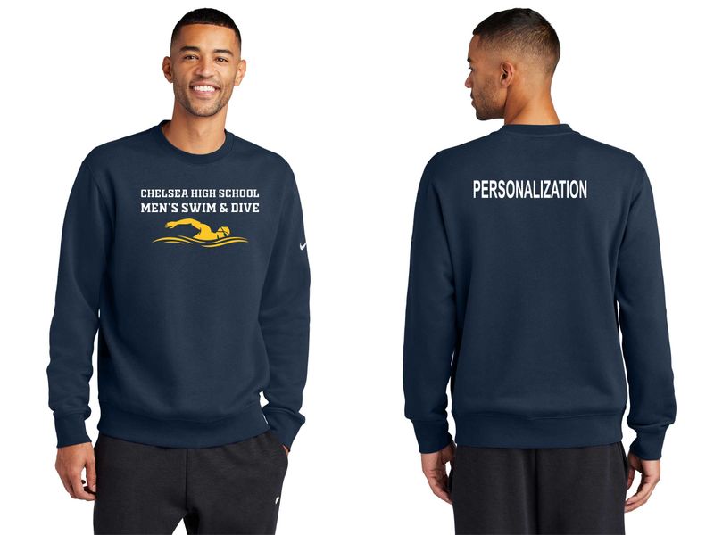 Nike Club Fleece Crew- Navy, White, Grey Heather