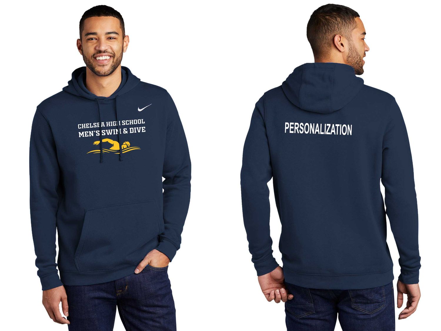 Nike Club Fleece -Navy, White, Dark Grey Heather