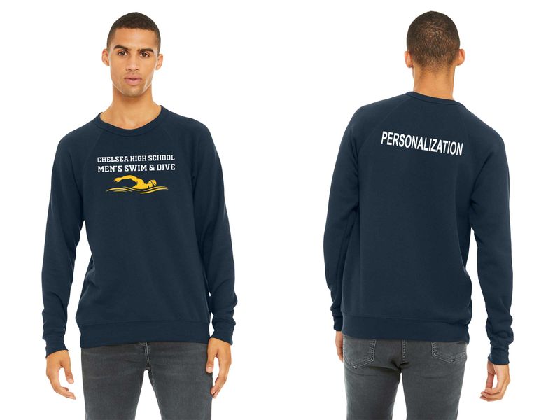 Unisex Sponge Fleece Crewneck Sweatshirt - Navy, White, Athletic Heather