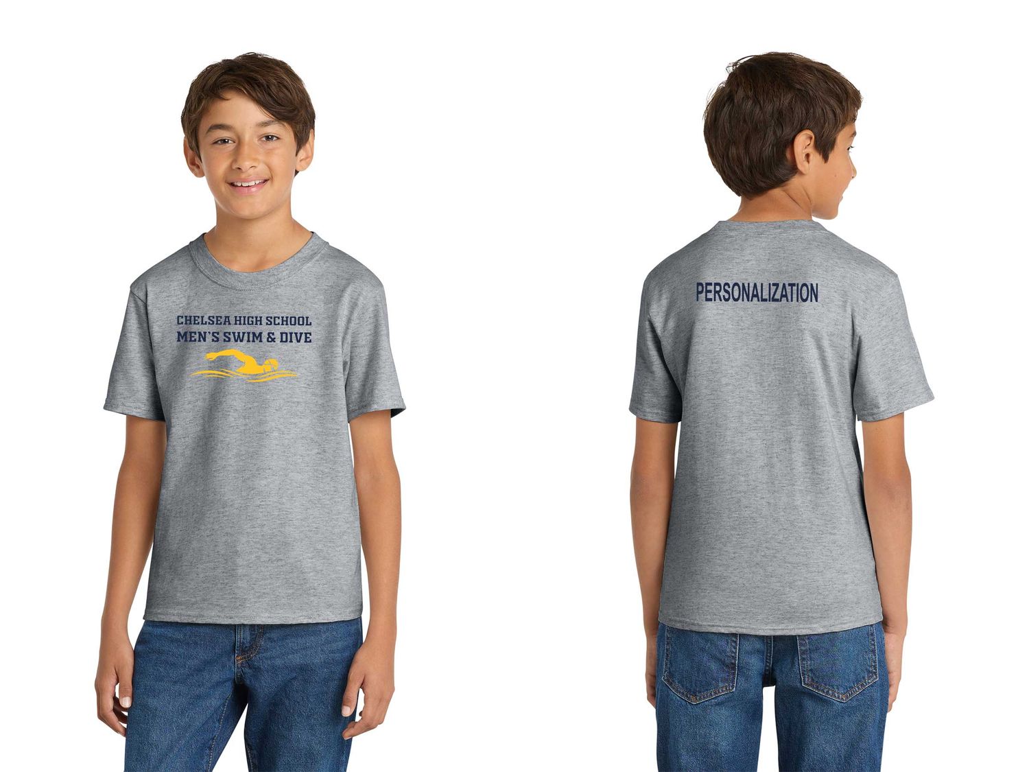 Youth Core Cotton Tee- Navy, Grey, White