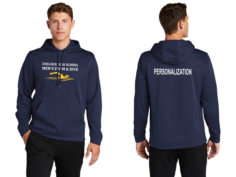 Adult Performance Pullover Hooded Sweatshirt -Navy, White