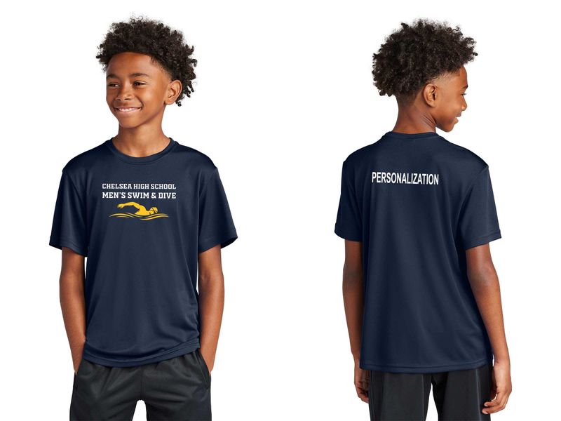 Youth Short Sleeve Performance Tee -Navy, Silver, White