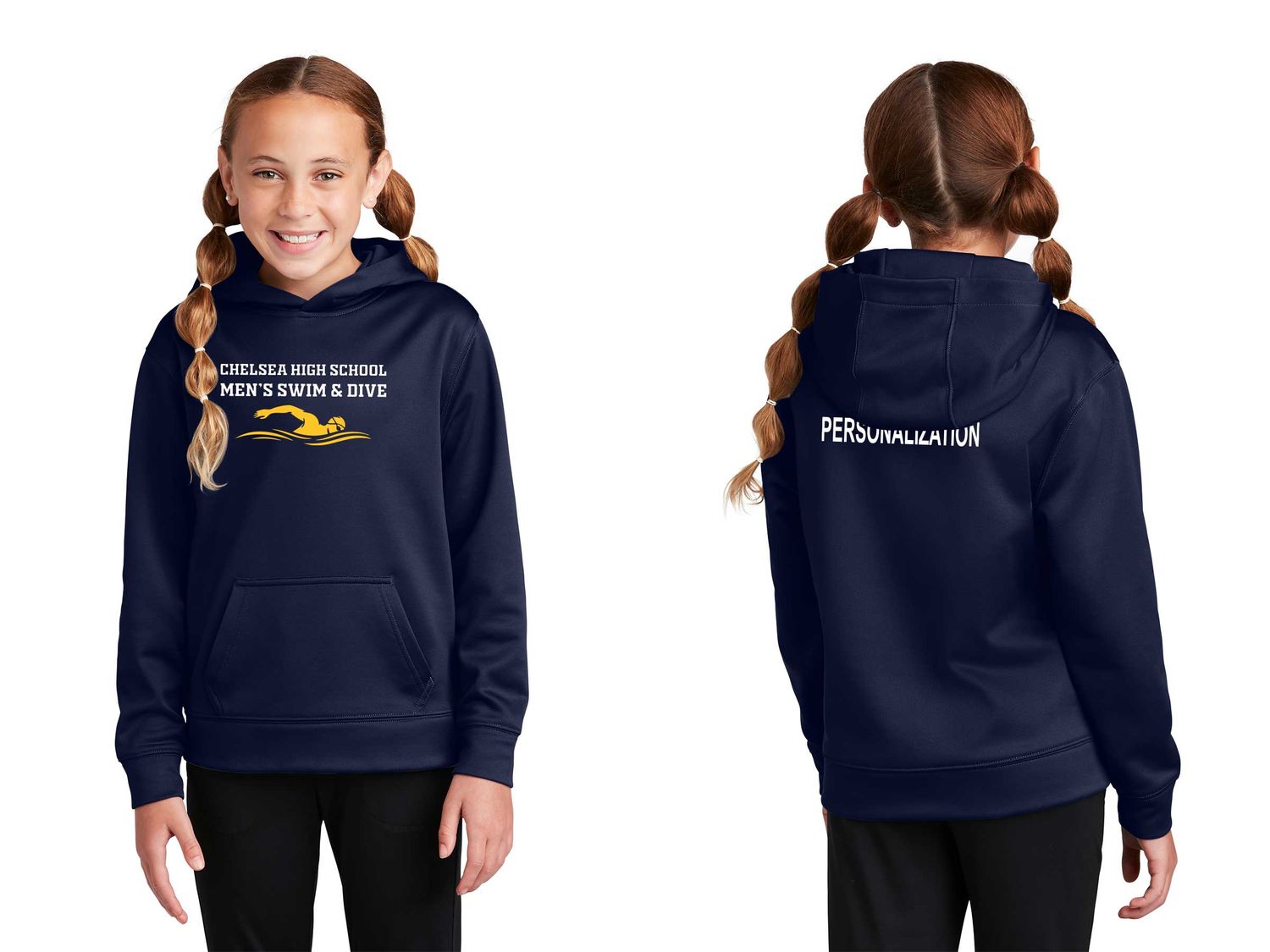 Youth Performance Fleece Hooded Pullover -Navy