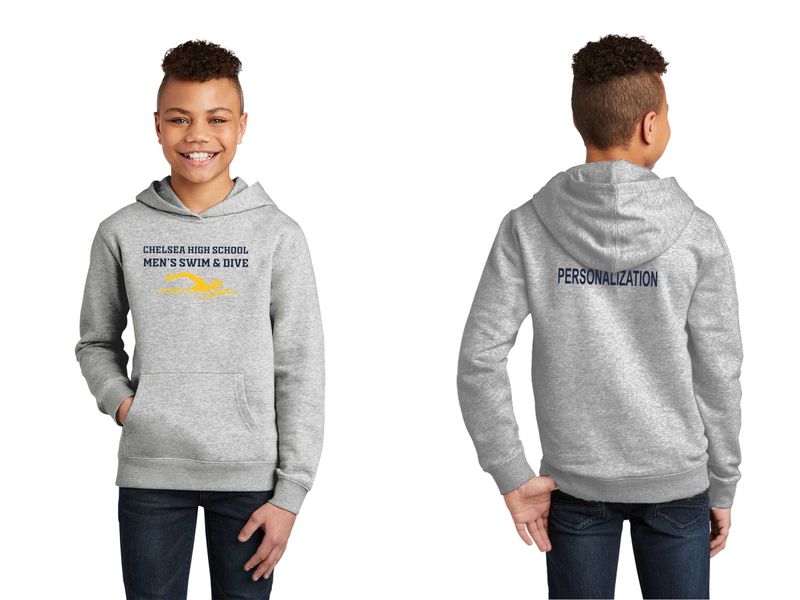 Youth District Fleece Hoodie-Navy, Light Grey Heather