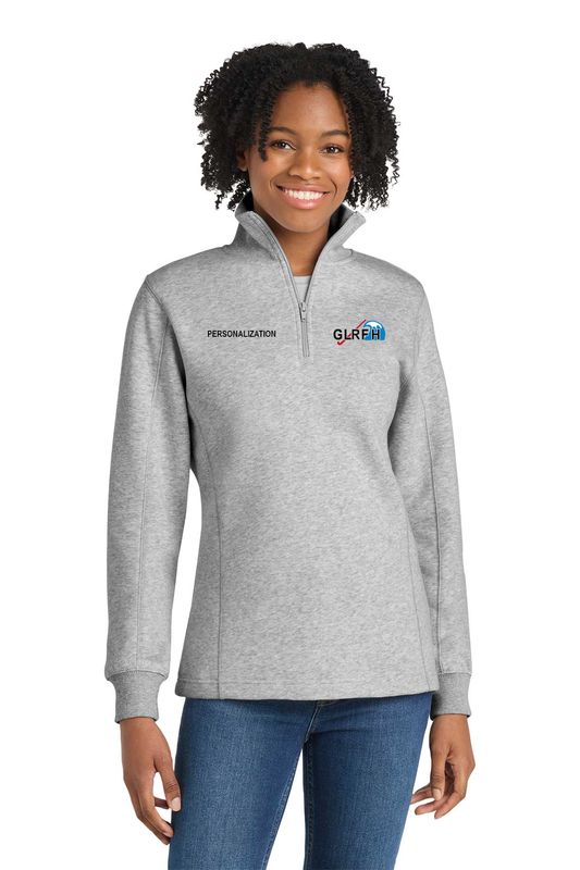 Ladies' 1/4 Zip Sweatshirt- White, Black, Athletic Heather Grey