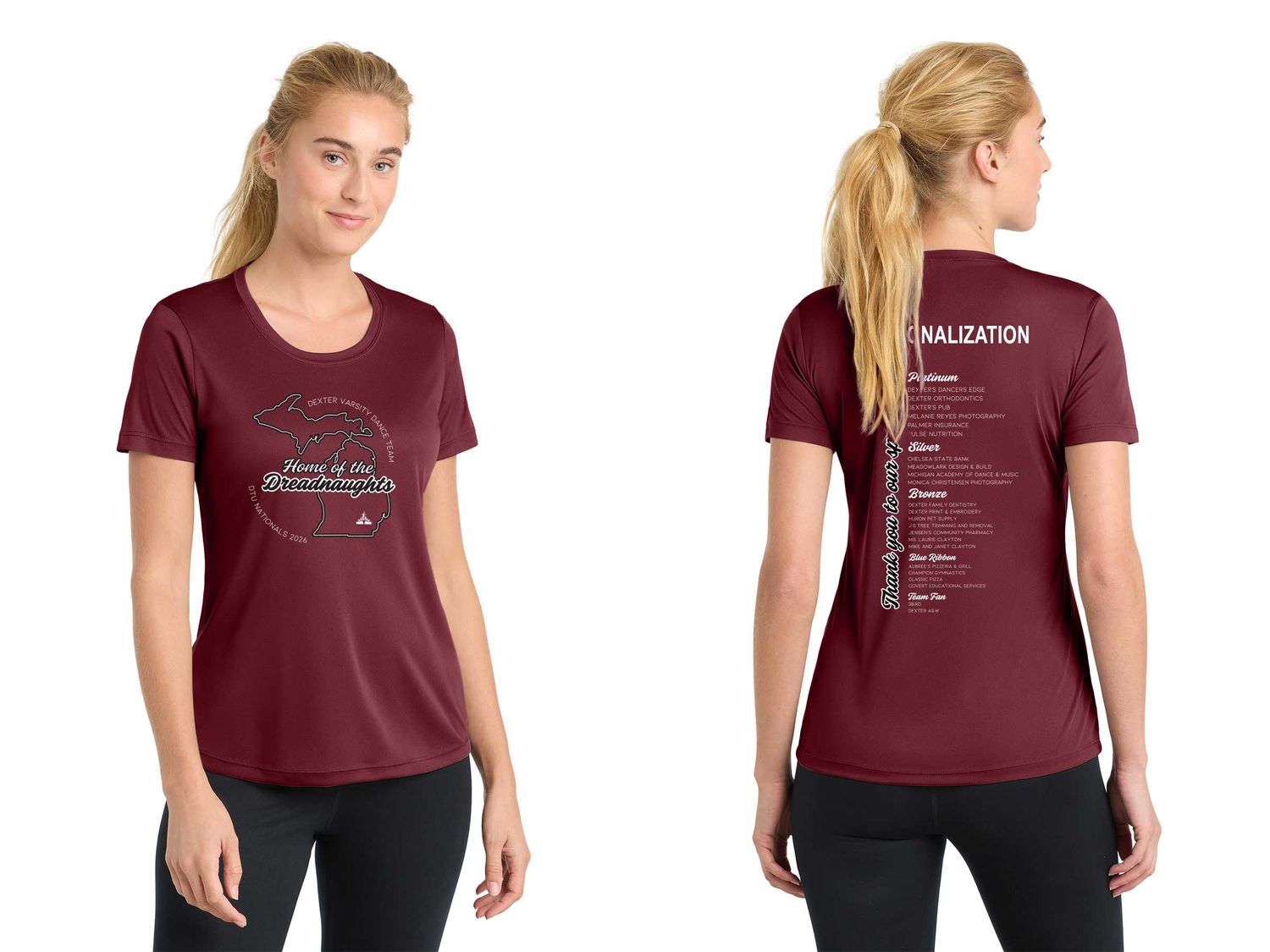 Ladies Short Sleeve Performance Tee- Maroon Ladies Short Sleeve Performance Tee- Maroon