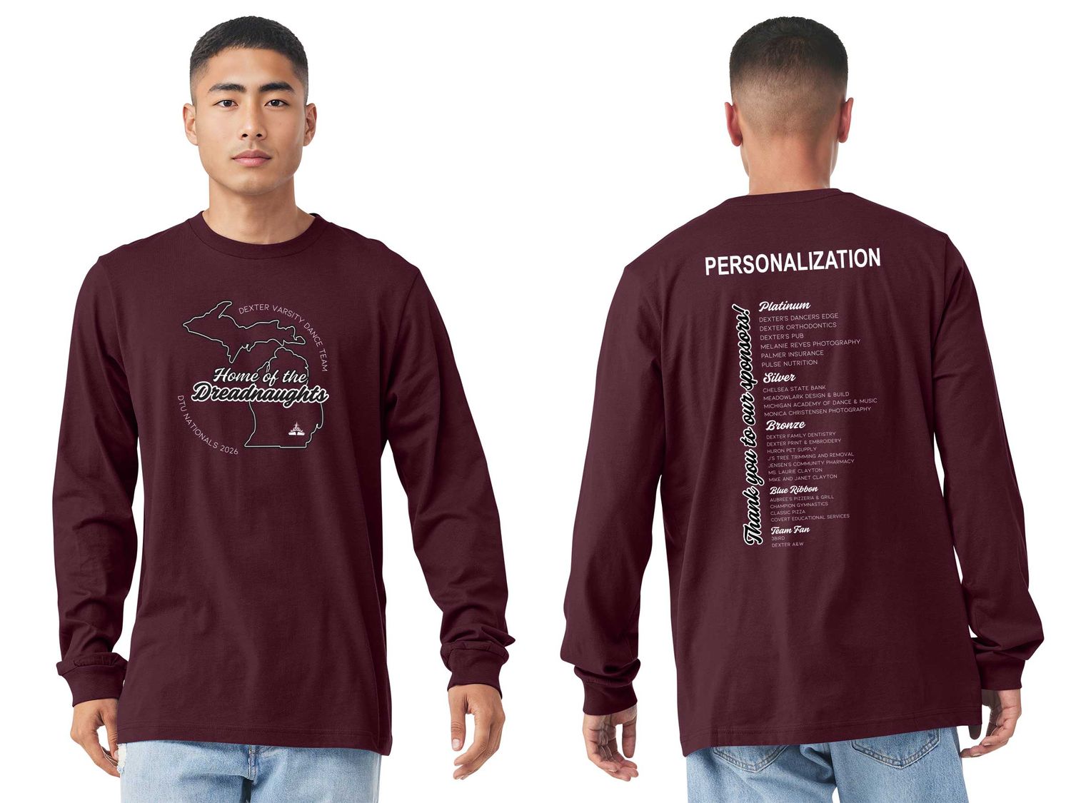 Adult Soft Cotton Long Sleeve T-Shirt- Maroon