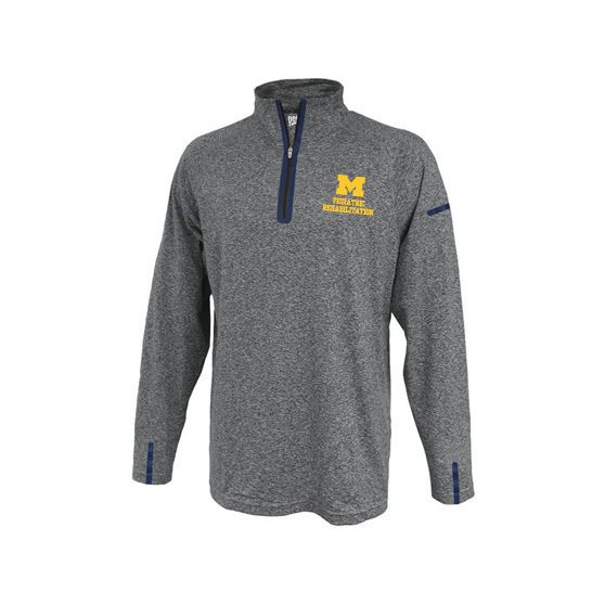 Men's Pennant Mid Weight 1/4 Zip - Grey Heather with Navy Detail