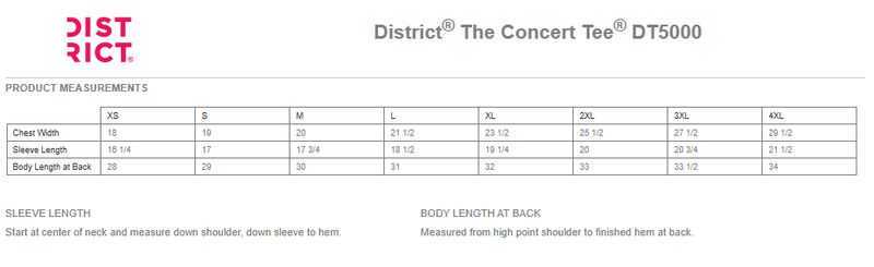 Adult District The Concert Tee- White, Heather Grey, Black