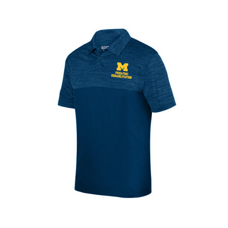 Men's Moisture Wicking Polo -  Navy Heather Top with Solid Navy Bottom